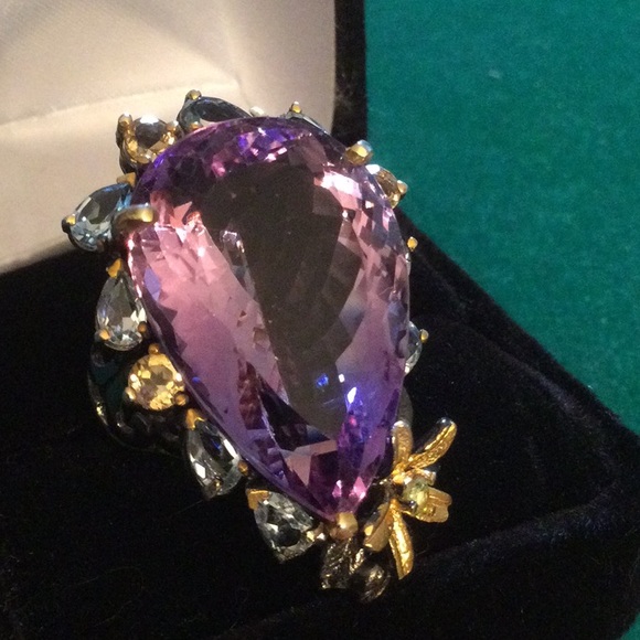 Super Stunning Genuine Top Quality Brazilian Amethyst Ring - Picture 2 of 14